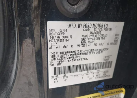 2014 Ford Expedition Xlt from USA, damaged, VIN 1FMJU1H55EEF62707